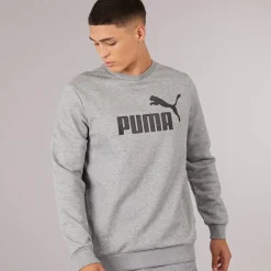 Best Puma Herre Essentials Stort Logo Crew Neck Sweatshirt Medium Gråmeleret