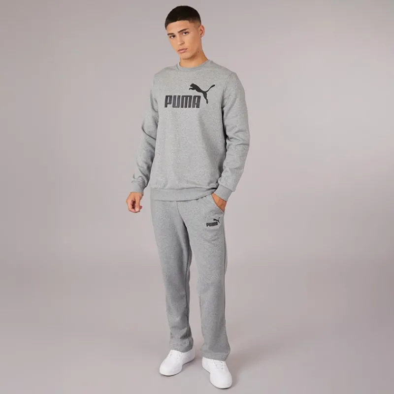 Best Puma Herre Essentials Stort Logo Crew Neck Sweatshirt Medium Gråmeleret