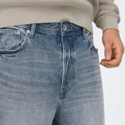 Outlet ONLY & SONS Herre Fade Løse Jeans Special Blue Grey Denim Mellemblå