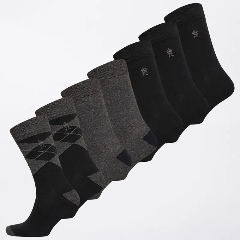 Hot French Connection Herre FC Seven Pack Argyle Sokker FC10 Sort/Back/Sort/Charcal Melange/Charcoal Melange/Charcoal Melange/Charcoal Melange