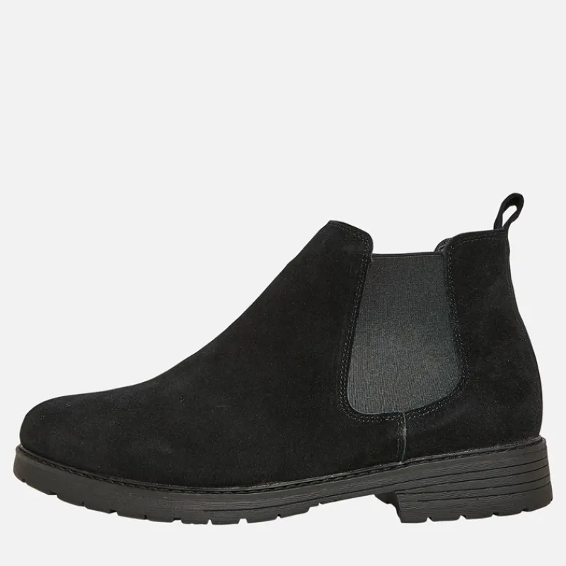 Discount French Connection Herre FC Suede Chelsea Støvler med Knopper Suede Sort