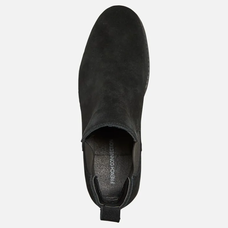 Discount French Connection Herre FC Suede Chelsea Støvler med Knopper Suede Sort