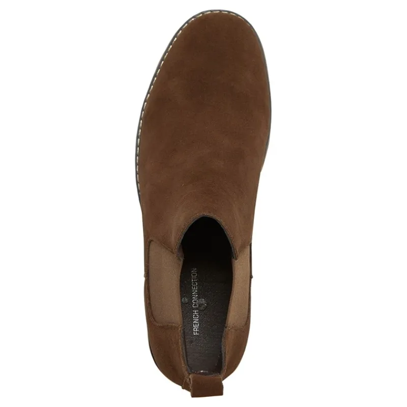 New French Connection Herre FC Suede Cleated Chelsea Ankelstøvler Brun Mørkebrun