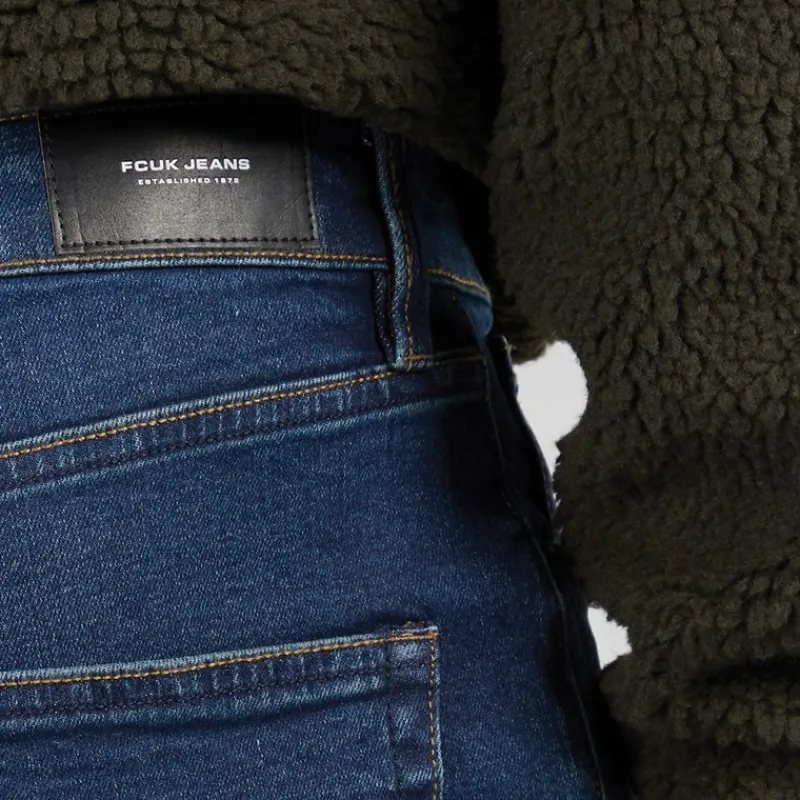 French Connection Herre FCUK Jeans Regular Fit Ind50 Midwash Blå