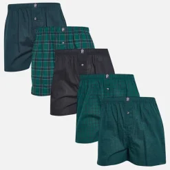 New French Connection Herre Fem Pak Vævede Boksershorts Multi 3 Grøn