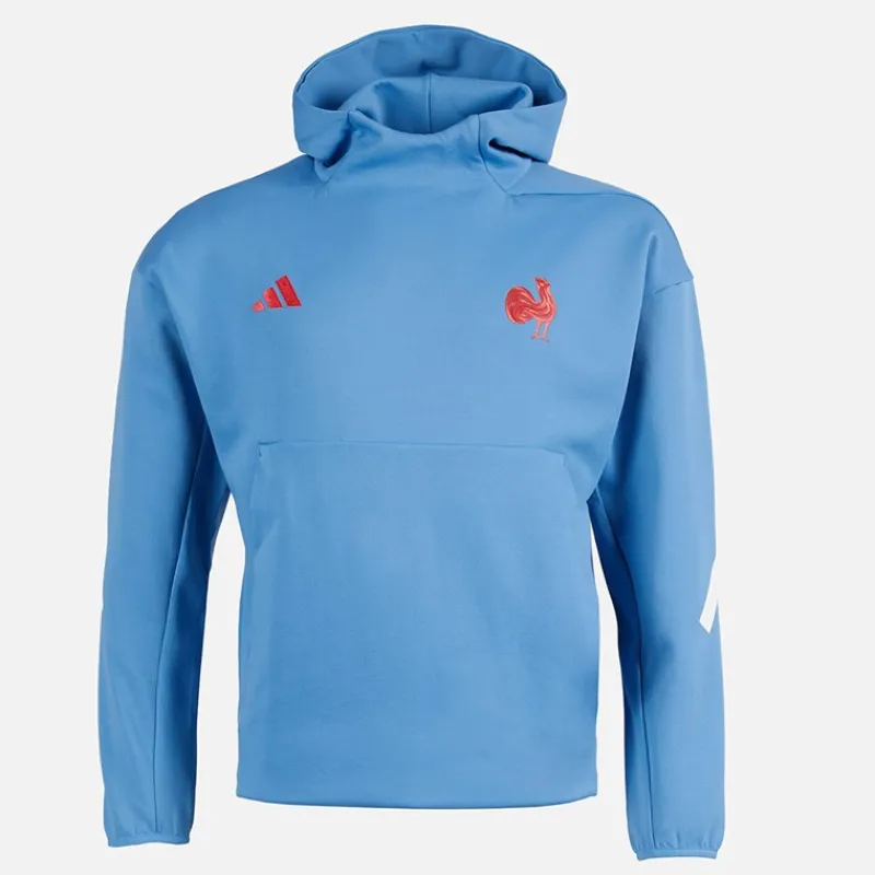 Clearance adidas Herre FFR Frankrig Rugby Z.N.E. Rejse Hættetrøje Focus Blue