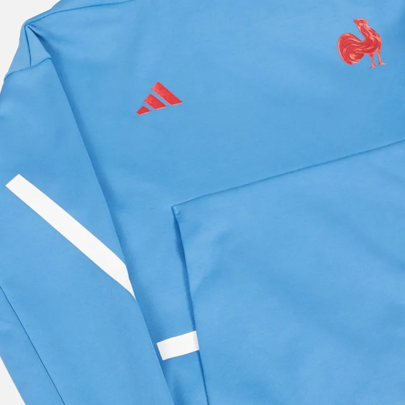 Clearance adidas Herre FFR Frankrig Rugby Z.N.E. Rejse Hættetrøje Focus Blue
