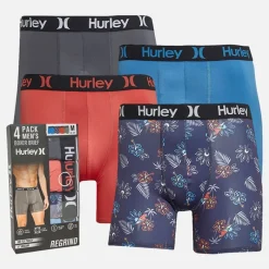 Discount Hurley Herre Fire Pakke Regrind Boxer Briefs Blå / Rød Flerfarvet