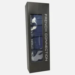 Discount French Connection Herre Five Pack FC Lange Boxer Trunks FC80 Marine/​Fransk Blå/​Mid Blue Melange/​Marine/​Fransk Blå