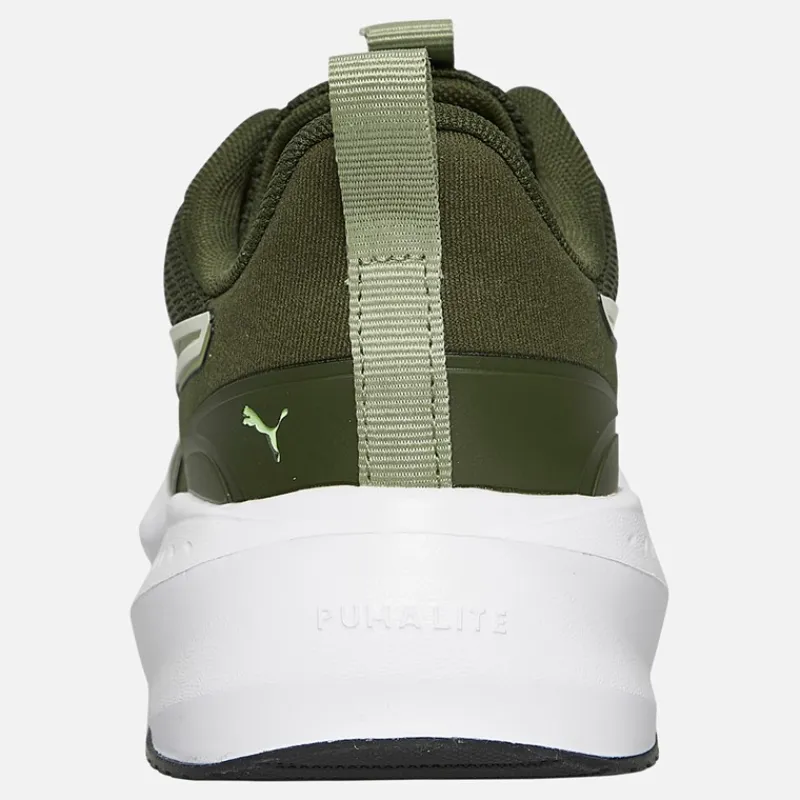 Clearance Puma Herre Flyer Lite 3 Neutral Løbesko Mørk Oliven / Hvid / Fizzy Lys Grøn