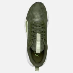 Clearance Puma Herre Flyer Lite 3 Neutral Løbesko Mørk Oliven / Hvid / Fizzy Lys Grøn