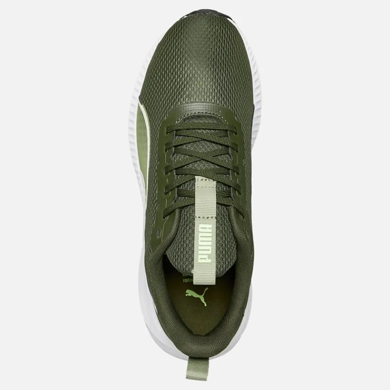 Clearance Puma Herre Flyer Lite 3 Neutral Løbesko Mørk Oliven / Hvid / Fizzy Lys Grøn