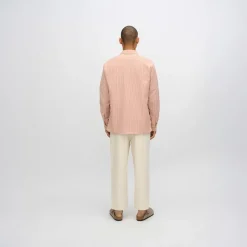 New Minimum Herre Francis Langærmet Skjorte 1235 Sandstorm Flerfarvede Striber