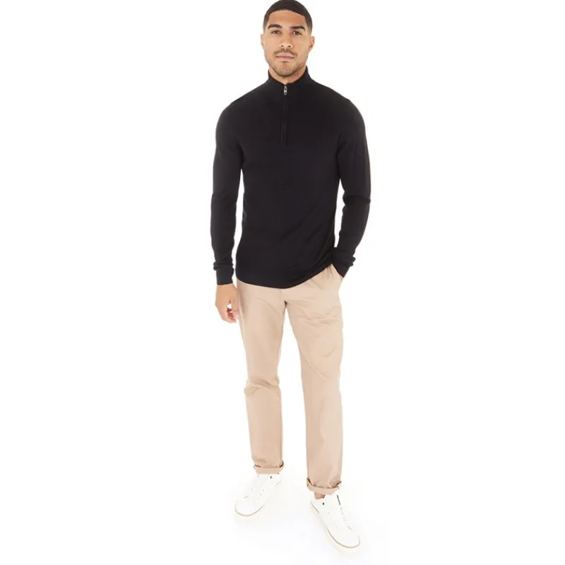 Sale French Connection Herre French Connection Cash 1/4 Zip Trøjer Sort
