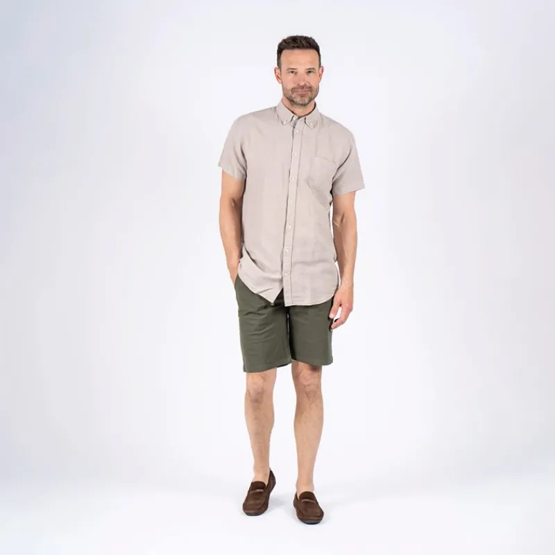 Outlet Pre end Herre Frey Kortærmet Skjorte Ultra Let Sand beige