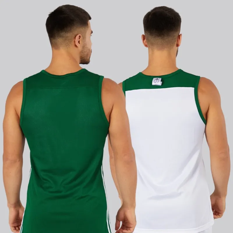 Outlet adidas Herre 3G Speed Vendbar Basketball Trøje Dark Green/Hvid Grøn