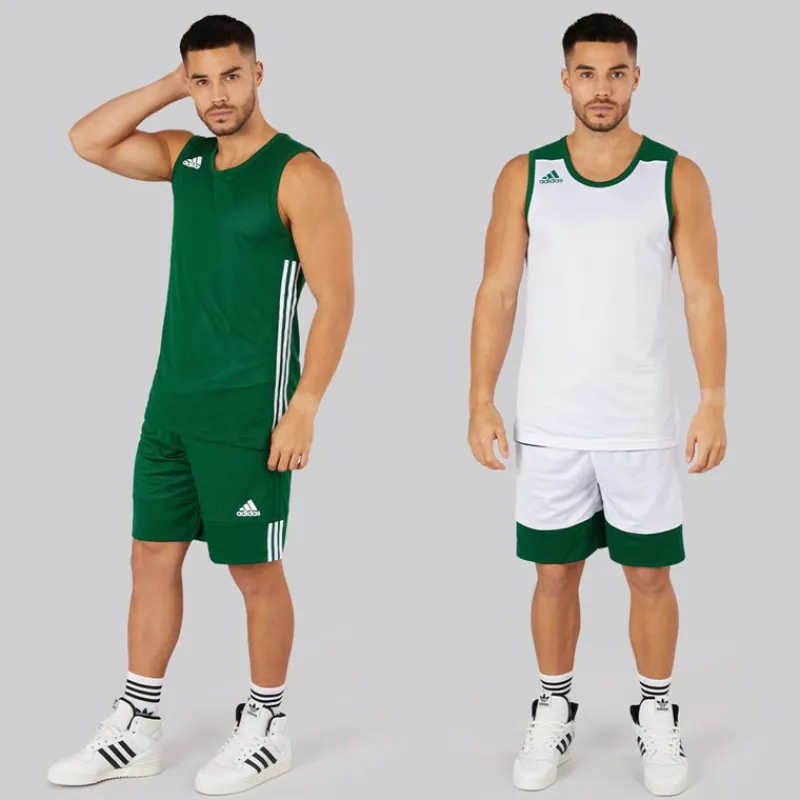Outlet adidas Herre 3G Speed Vendbar Basketball Trøje Dark Green/Hvid Grøn
