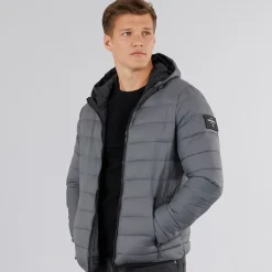Crosshatch Herre Gattering Puffer Jakke Koksgrå Grå