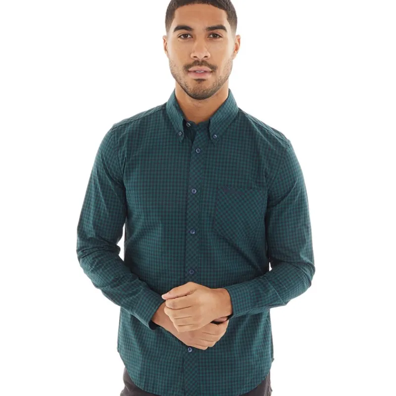 Sale Ben Sherman Herre Gingham Langærmet shirts Grøn Mørkegrøn