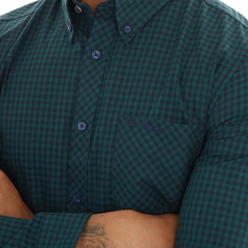 Sale Ben Sherman Herre Gingham Langærmet shirts Grøn Mørkegrøn