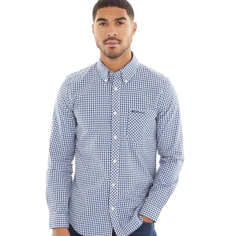 Ben Sherman Herre Gingham Langærmet shirts Blå Ternet Blåternet