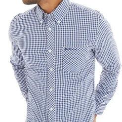 Ben Sherman Herre Gingham Langærmet shirts Blå Ternet Blåternet