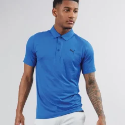 Clearance Puma Herre Golf Icon Heather 2.0 Left Chest Kortærmet poloer Blå Blå