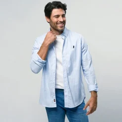 Sale MCS Herre Greg Skjorte Light Blue Stripe Blå