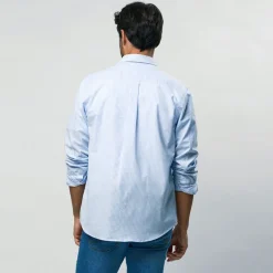 Sale MCS Herre Greg Skjorte Light Blue Stripe Blå