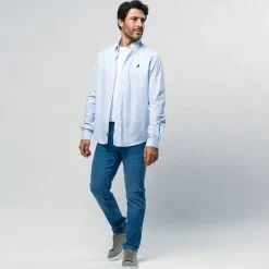 Sale MCS Herre Greg Skjorte Light Blue Stripe Blå