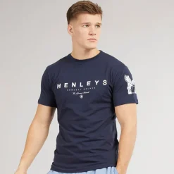 Clearance Henleys Herre Hentyme T-shirts Flade Marineblå