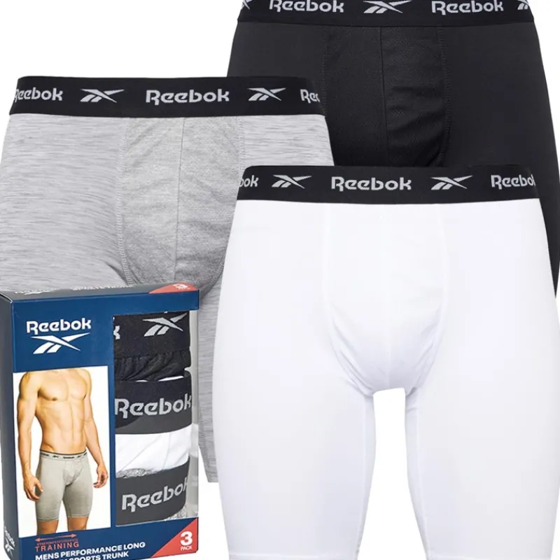 Online Reebok Herre Hogan Performance 3-pak Lange Trunks Sort/Hvid/Grå Melange Flerfarvet