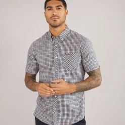 Outlet Ben Sherman Herre House Check Kortærmet Skjorte Denim Blå