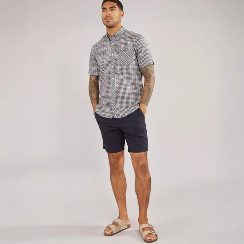 Outlet Ben Sherman Herre House Check Kortærmet Skjorte Denim Blå