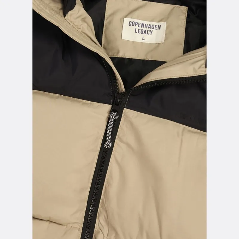 Clearance Copenhagen Legacy Herre Hættejakke Khaki / Sort Light Sand
