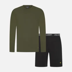 Online Lyle And Scott Vintage Herre Hugo Langærmet Bluse Og Shorts Lounge Sæt Climbing Ivy/​Sort