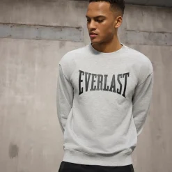 Sale Everlast Herre Ikoniske Maksimeret Sweatshirt Lysegrå Mel Grå