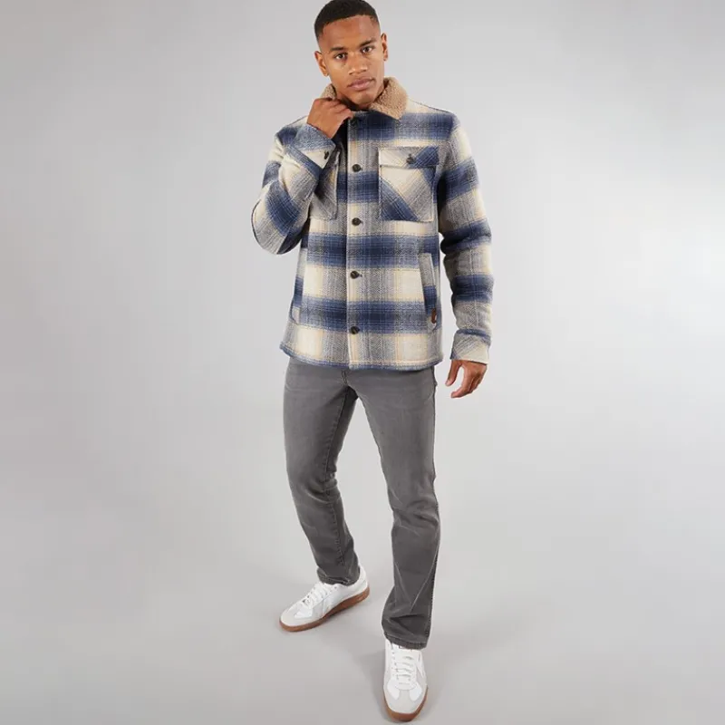 New Indicode Herre Inharrod Vatteret Overjakke Mørk Denim Dk Denim