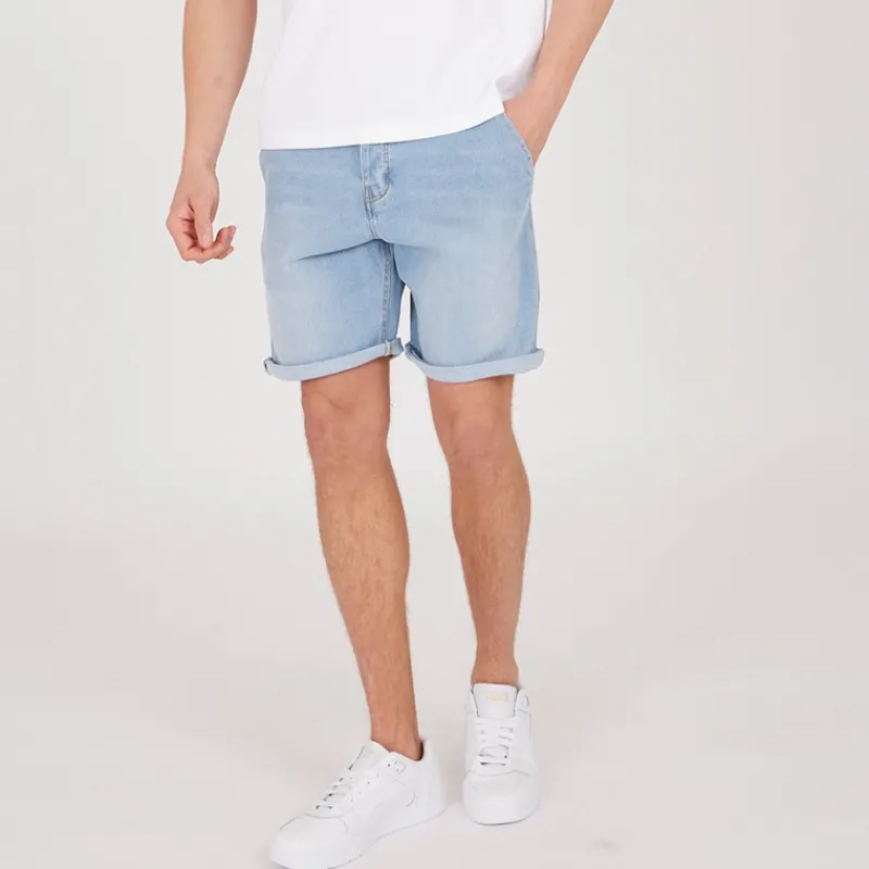 Bench Herre Javid Denim Shorts Lysvask Blå