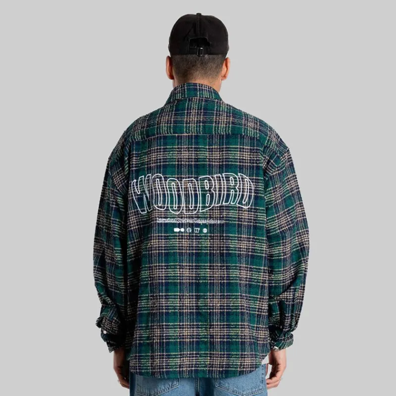 Outlet Woodbird Herre Jong Em Tjek Skjorte Green Check