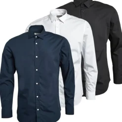 Best JACK & JONES Herre Joseph Tre-pakke Langærmede Skjorter Blå/​Hvid/​Sort