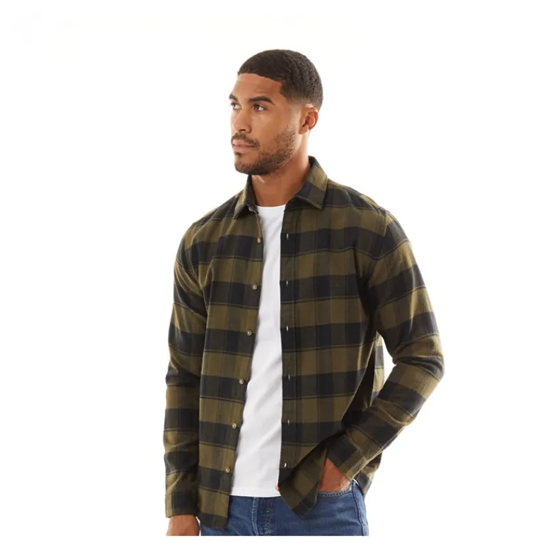 Hot JACK & JONES Herre Joshua Efterår Buffalo Langærmet Ternet Skjorte Skov Nat Grøn