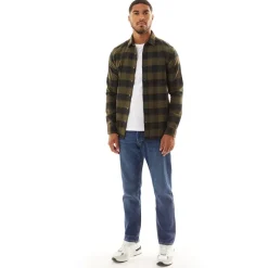 Hot JACK & JONES Herre Joshua Efterår Buffalo Langærmet Ternet Skjorte Skov Nat Grøn