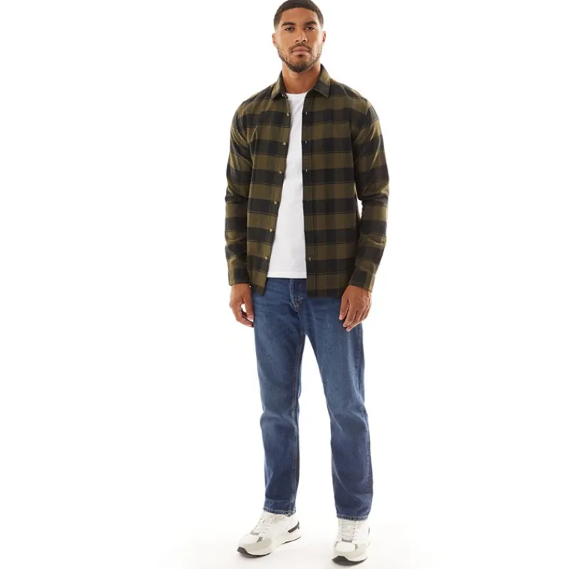 Hot JACK & JONES Herre Joshua Efterår Buffalo Langærmet Ternet Skjorte Skov Nat Grøn