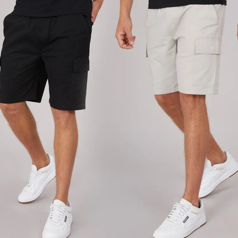 Clearance Crosshatch Herre Kathos Cargo Shorts To-pak Grå/Sort