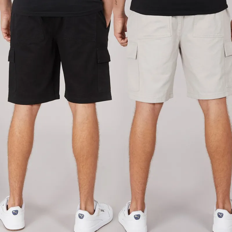 Clearance Crosshatch Herre Kathos Cargo Shorts To-pak Grå/Sort