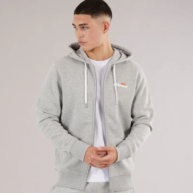 Online Ellesse Herre Klemerio Full Zip Hættetrøje Light Grey Marl Lysegrå Mergel