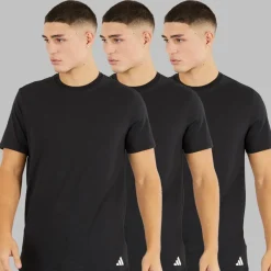Discount adidas Herre Komfort Flex Bomuld Tre Pak Rund Hals T Shirts Sort