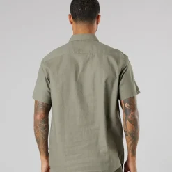 Clearance Solid Herre kortærmet skjorte Dusty Olive kakigrøn