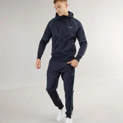 New Crosshatch Herre Kraftworks Tricot Træningsdragt Navy/Grøn Marineblå